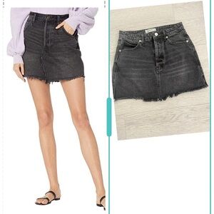 We The Free Button Up Unhemmed Denim Skirt Size 27